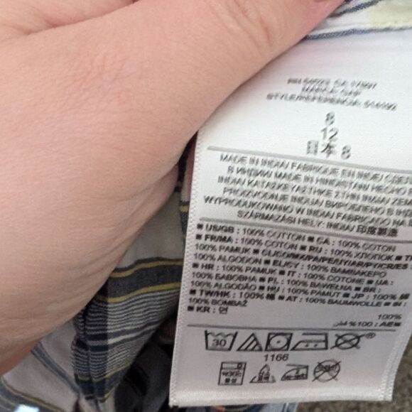 Gap Madras Plaid Sleeveless Button Down Drawstring Tie Shirt Dress Size 8 - Picture 3 of 7